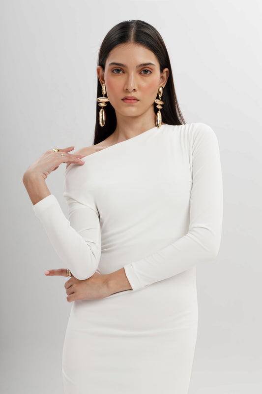 Draped One-Shoulder Maxi