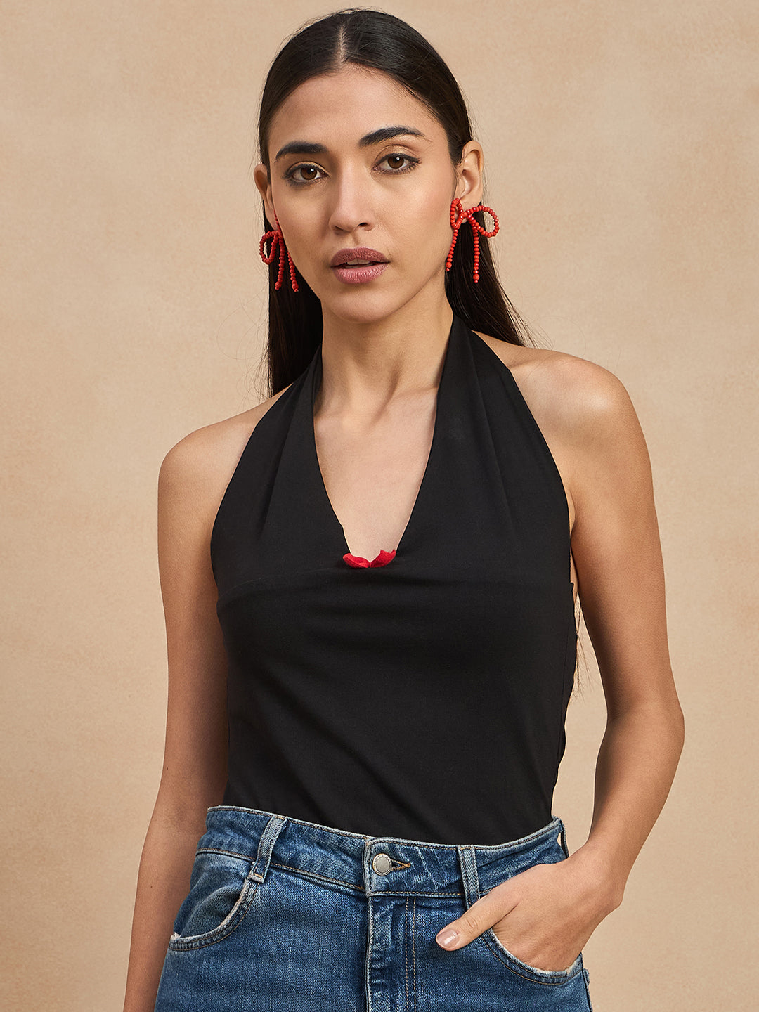 Halter Neck Tie Up Top