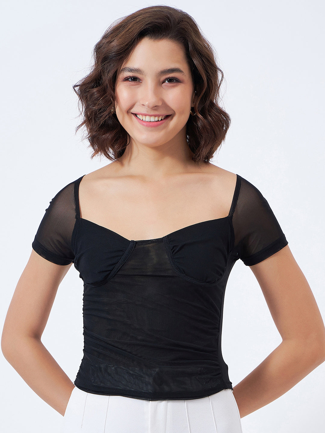 Gathered bustier top