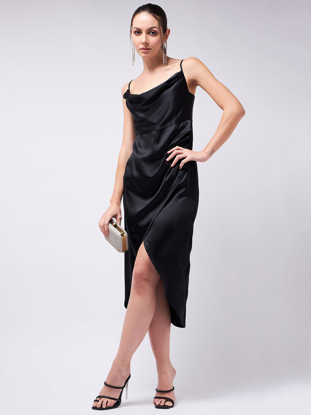 Black Satin Sheath Dress