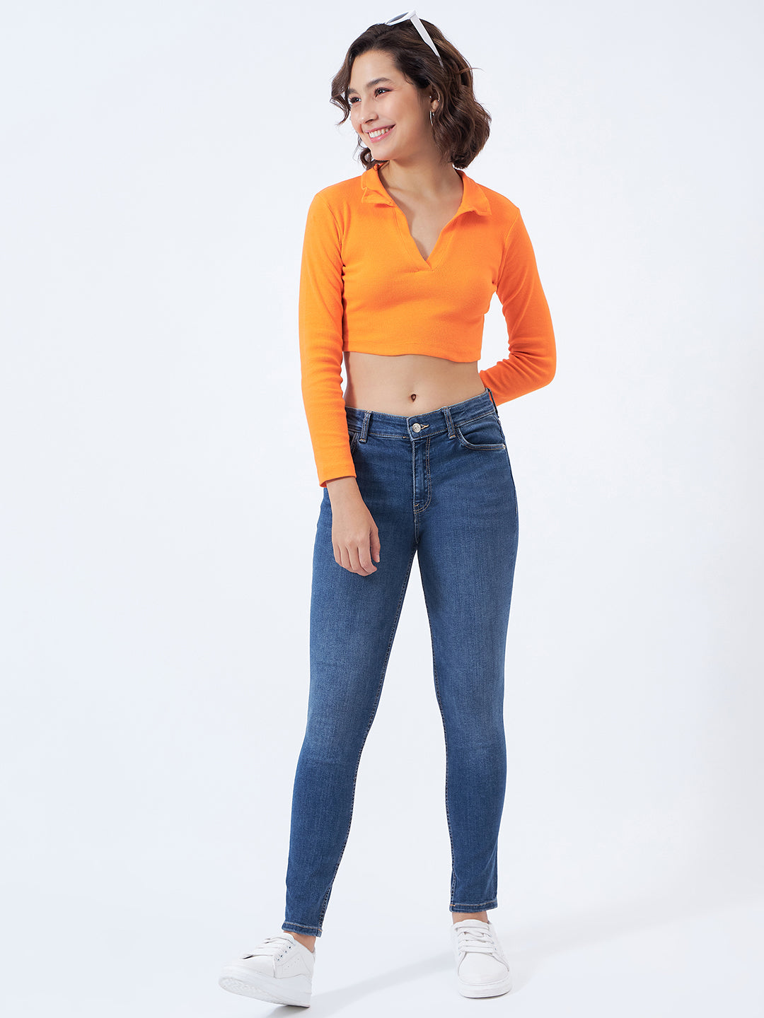 Ribbed Collared Top
