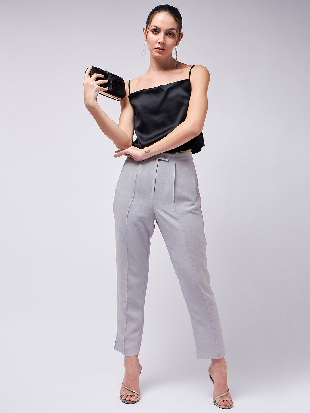 Black Cowl Satin Top