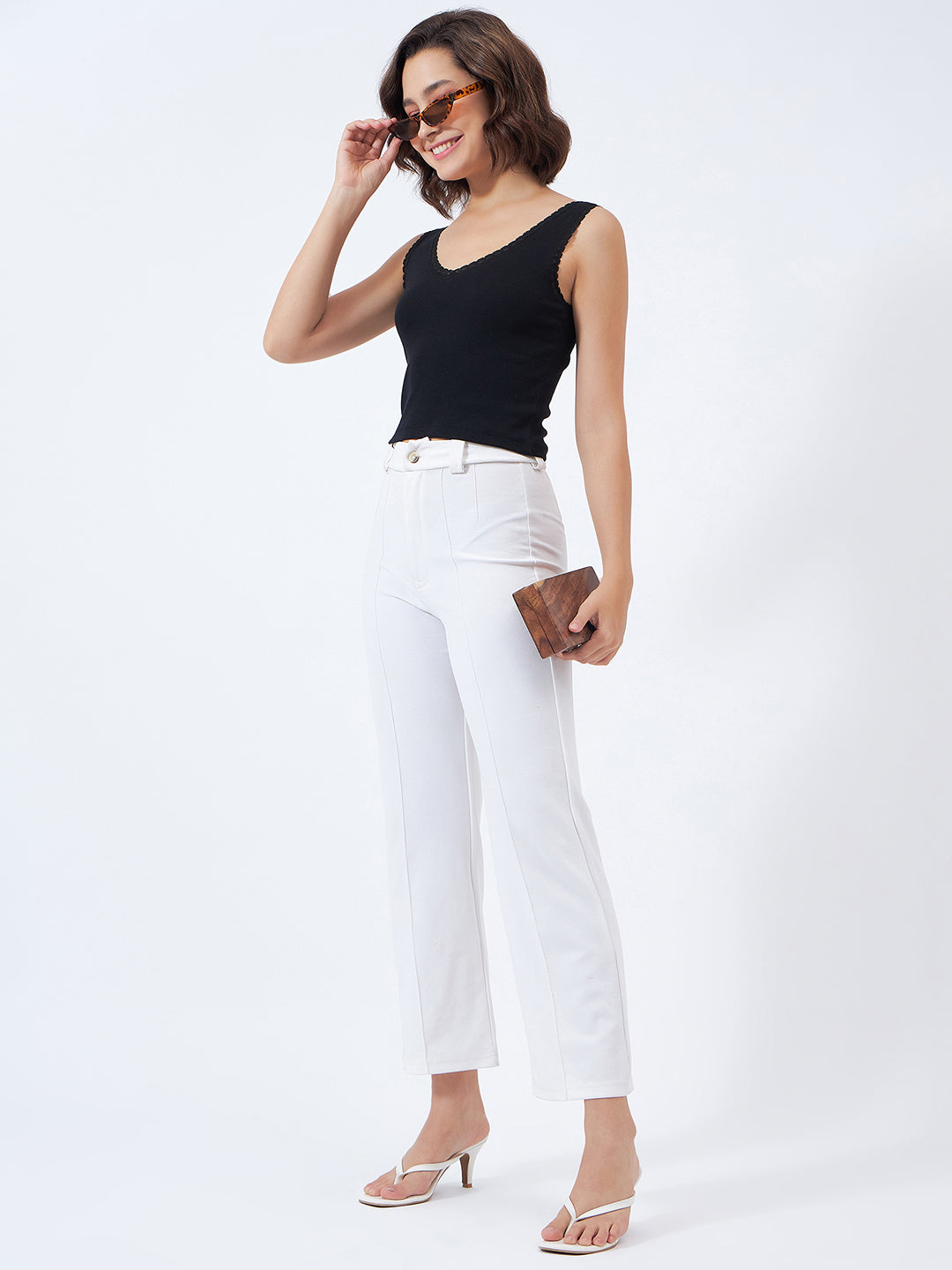 Lace Trim Ribbed Vest