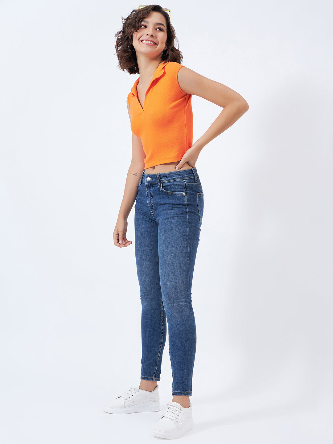 Ribbed Collared Top