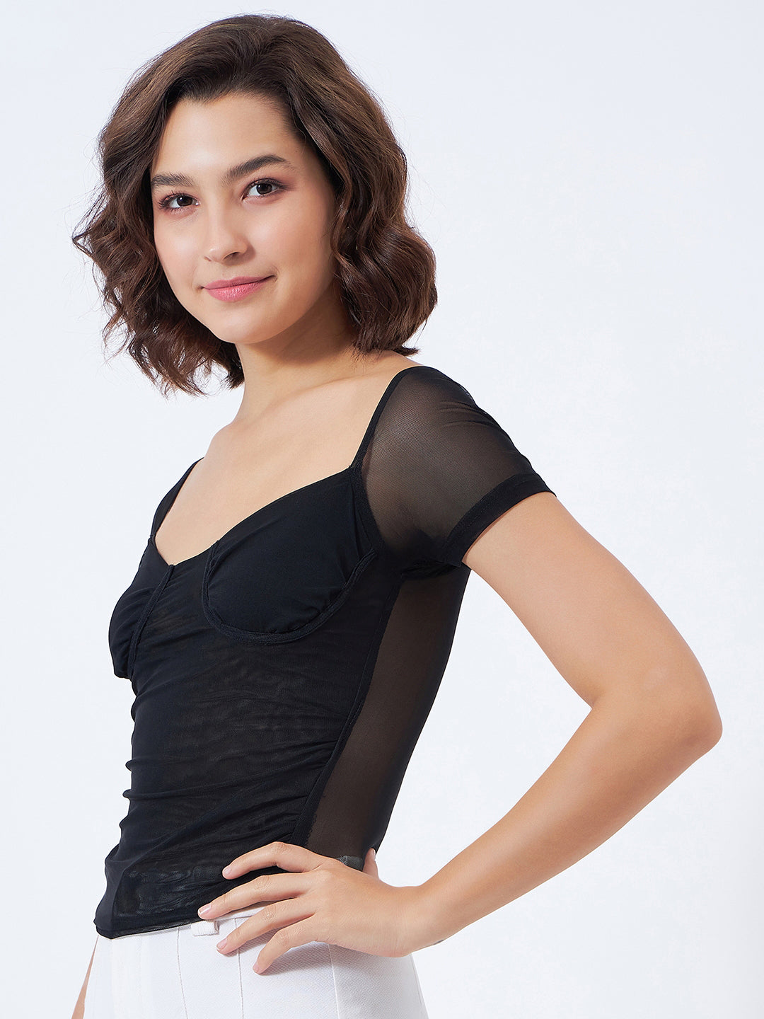 Gathered bustier top