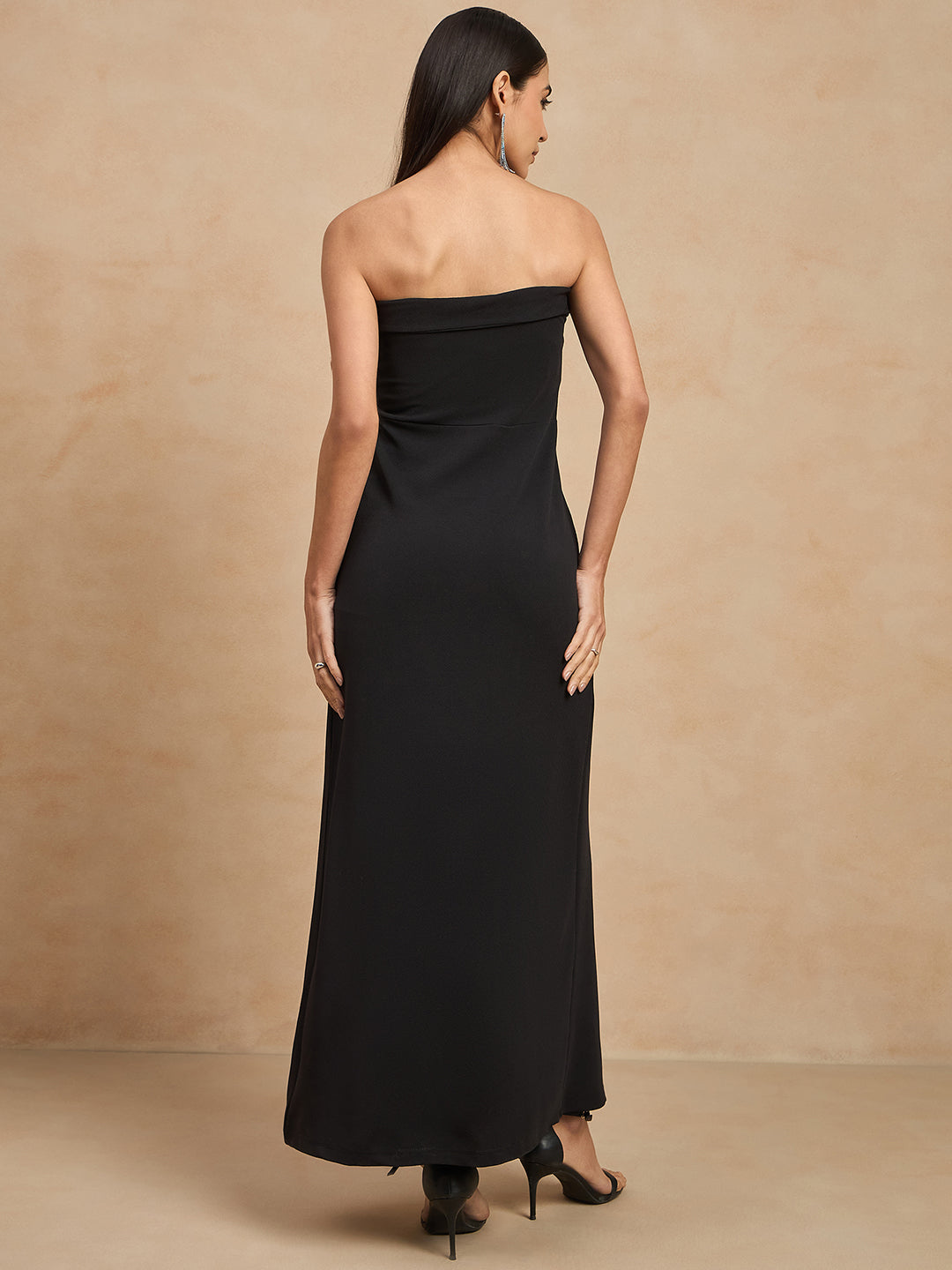 Solid Strapless Evening Gown