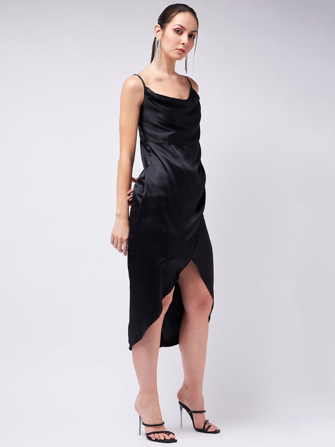 Black Satin Sheath Dress