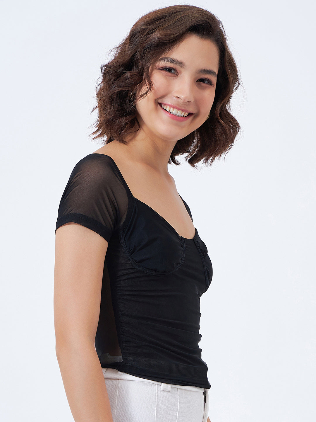 Gathered bustier top
