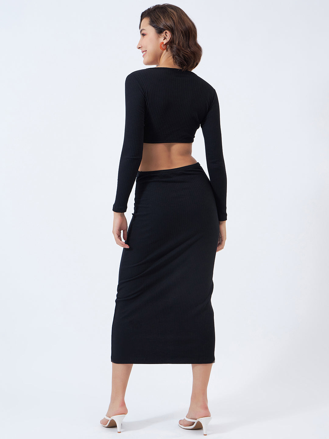 Rib Waist Cut Out Maxi Dress