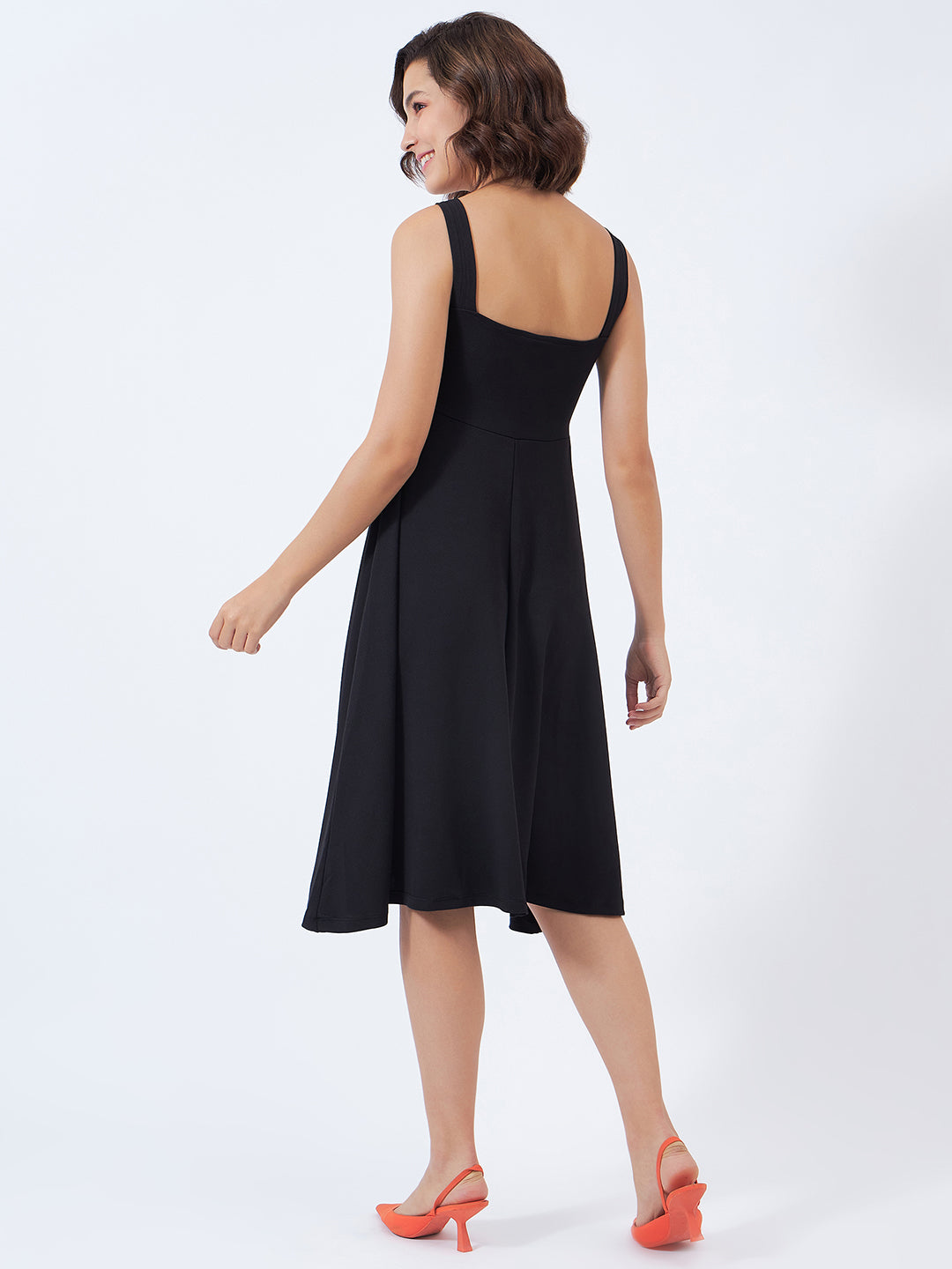 Solid Fit & Flare Dress