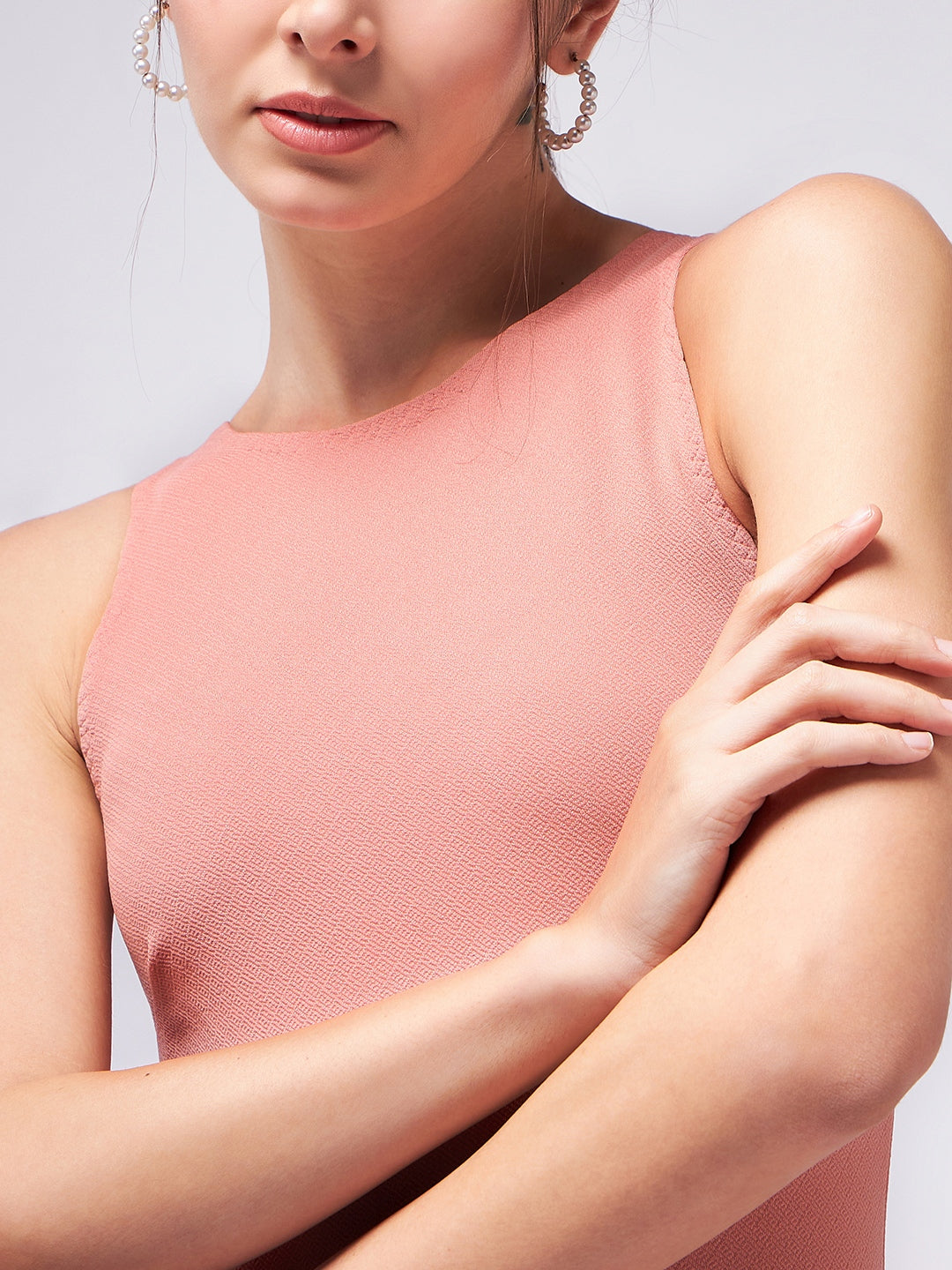 Ice Peach Side Slit Fitted Dress