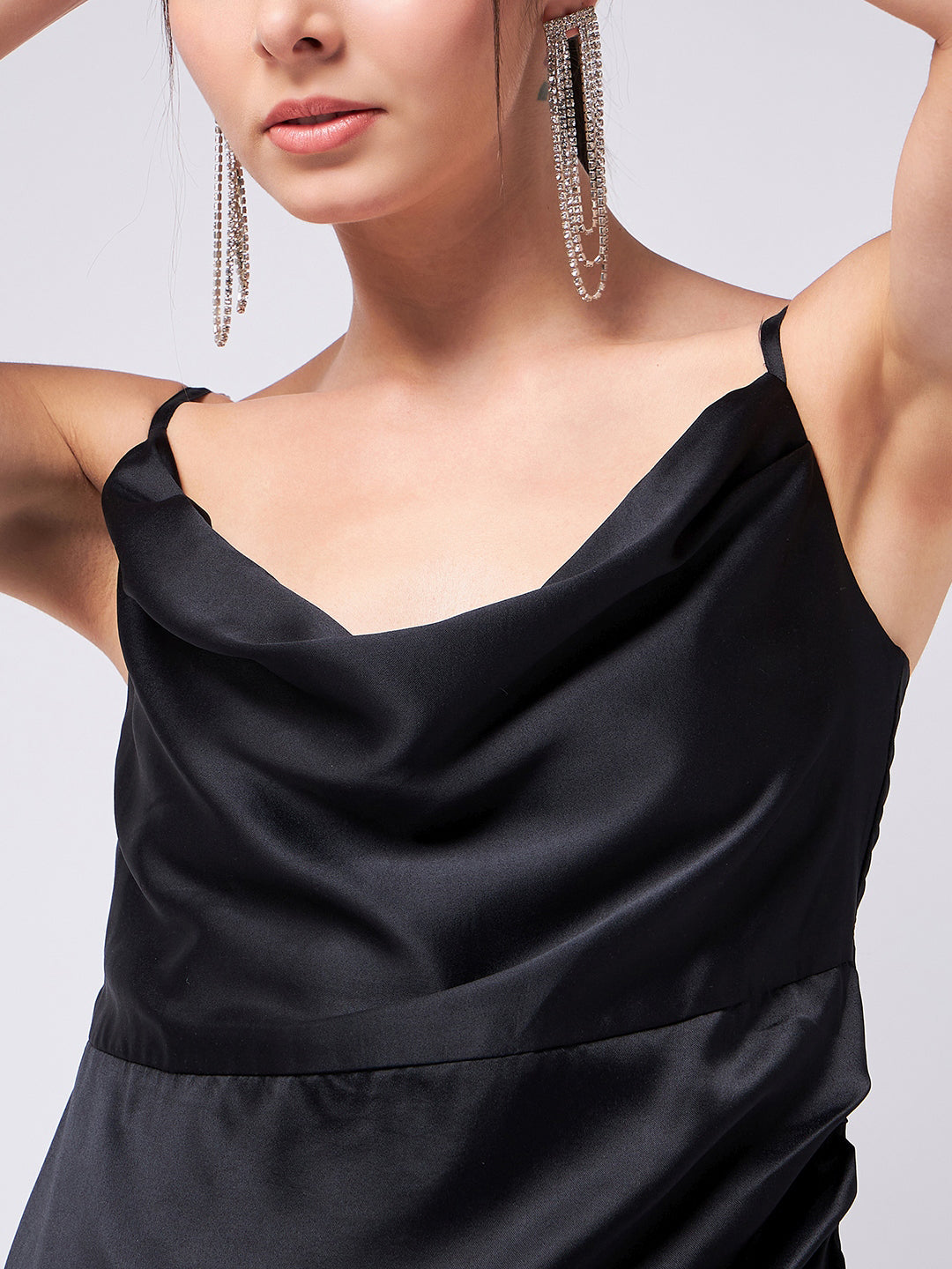 Black Satin Sheath Dress