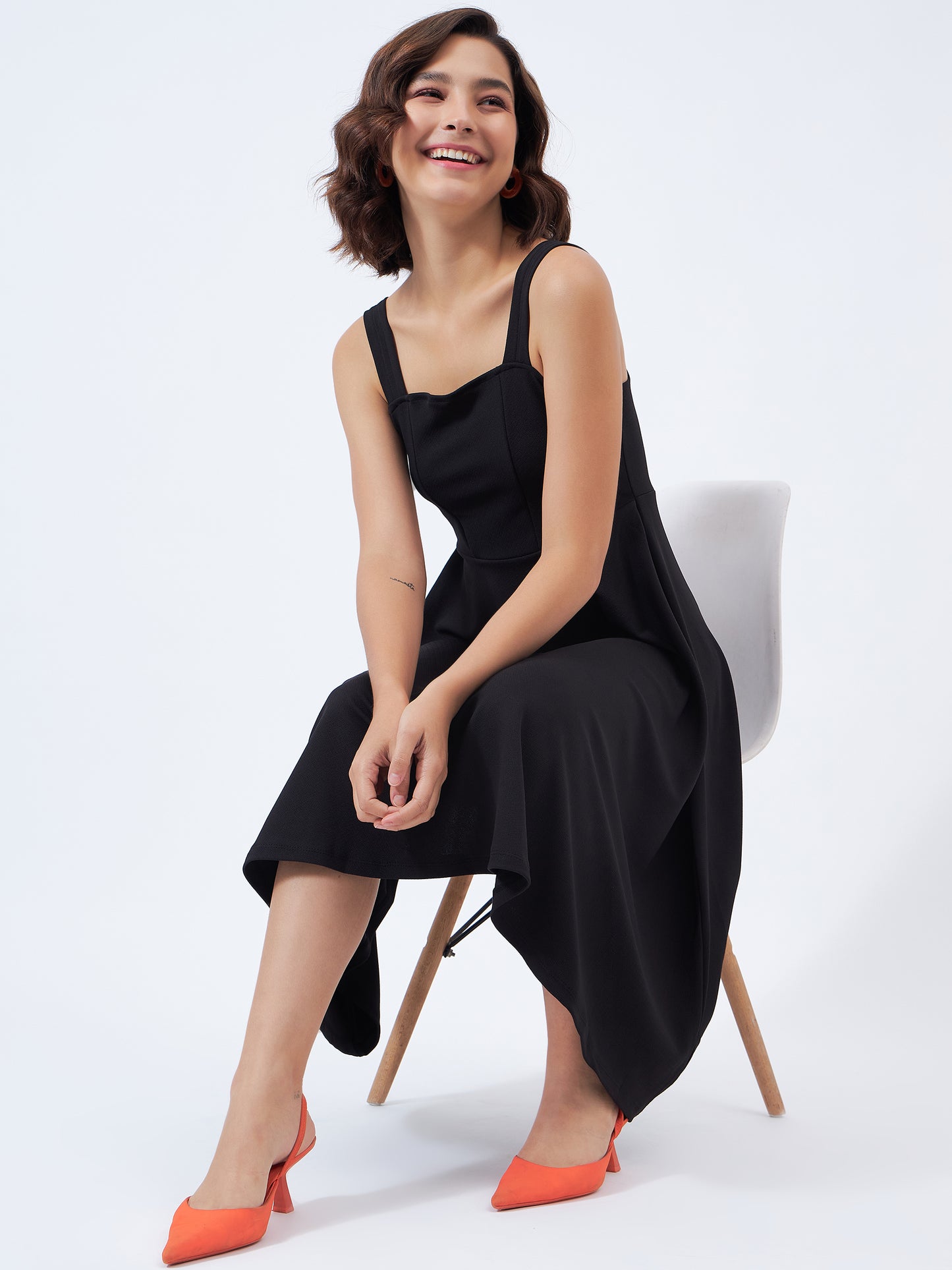 Solid Fit & Flare Dress