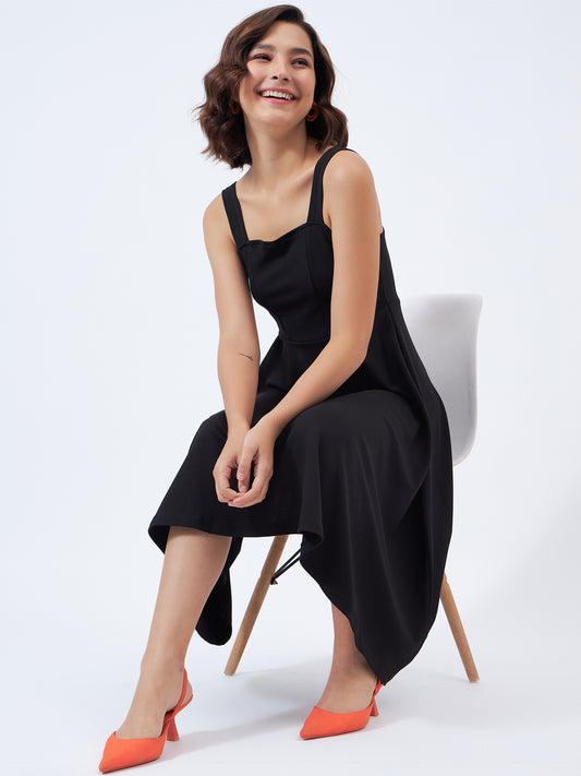 Solid Fit & Flare Dress