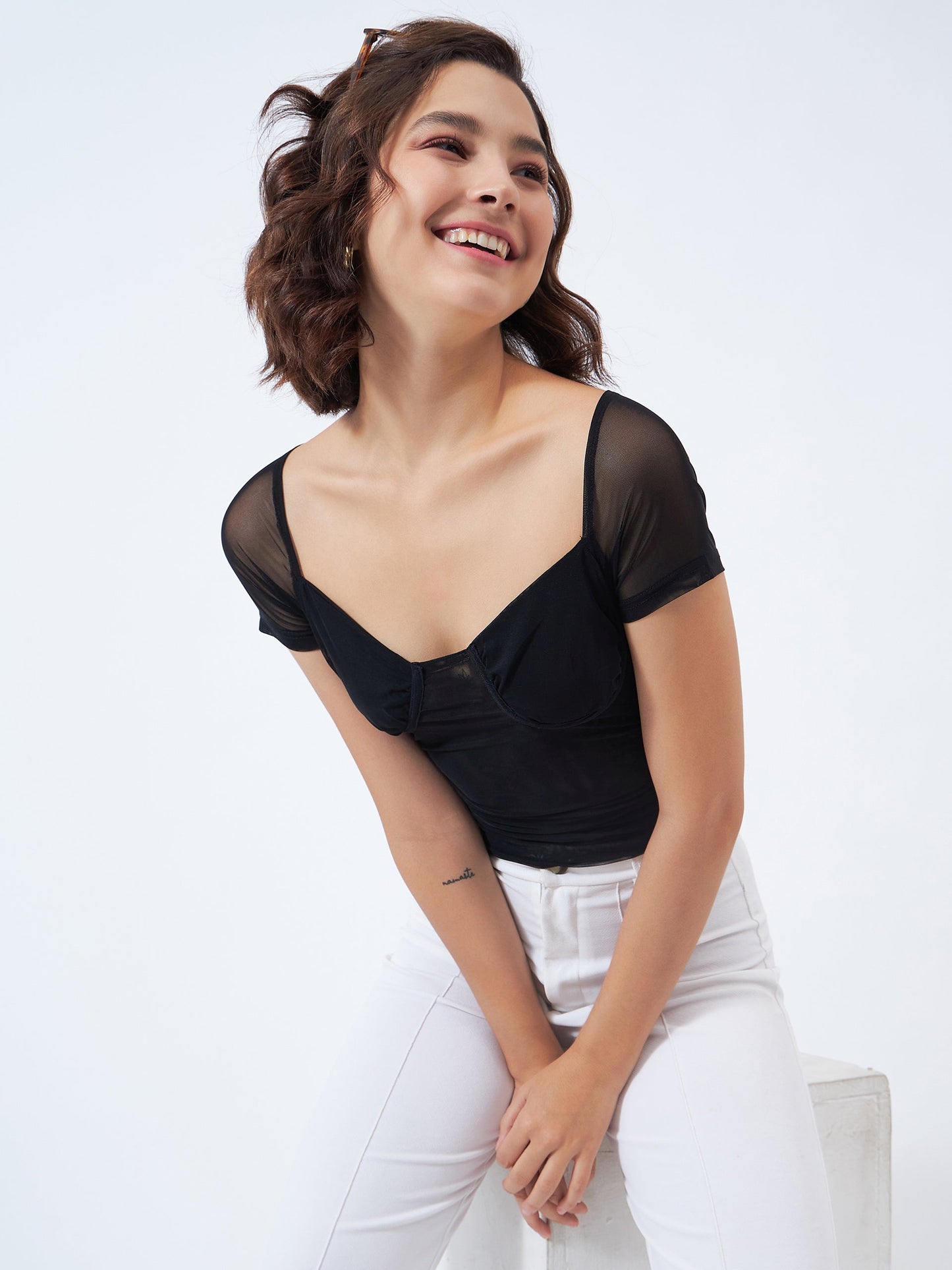 Gathered bustier top