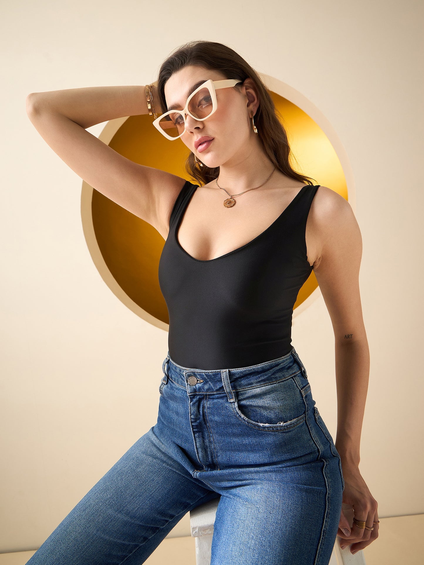 Solid Plunge Neckline Bodysuit