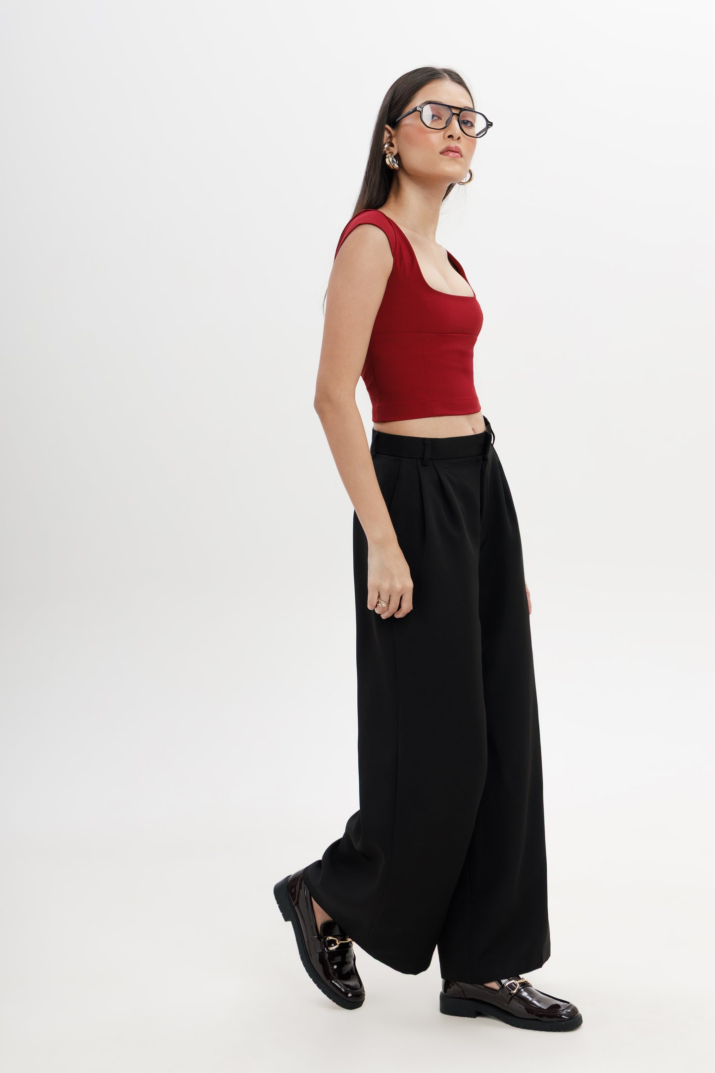 High Waist Flared Trousers