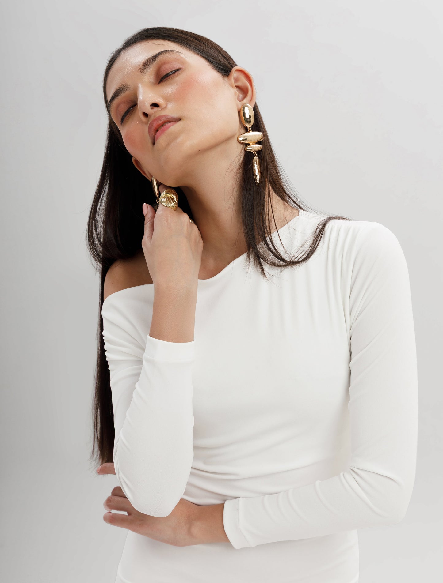 Draped One-Shoulder Maxi