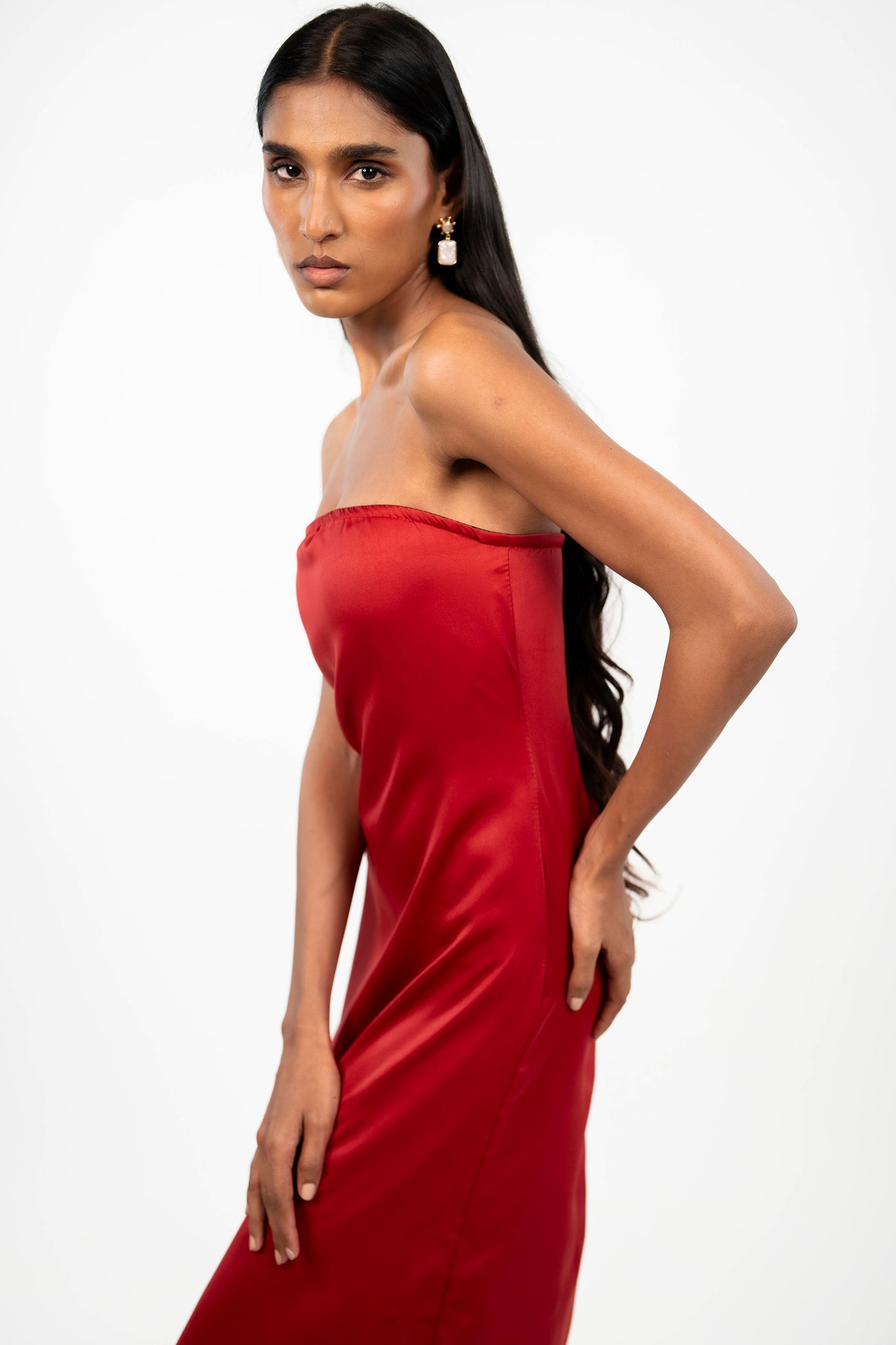 Strapless Satin Maxi