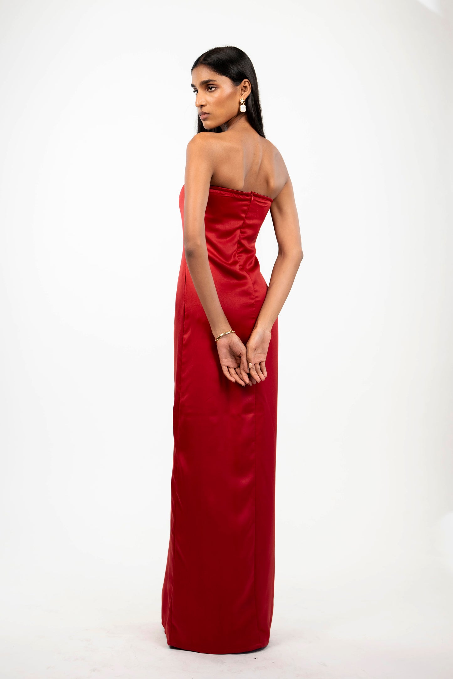Strapless Satin Maxi