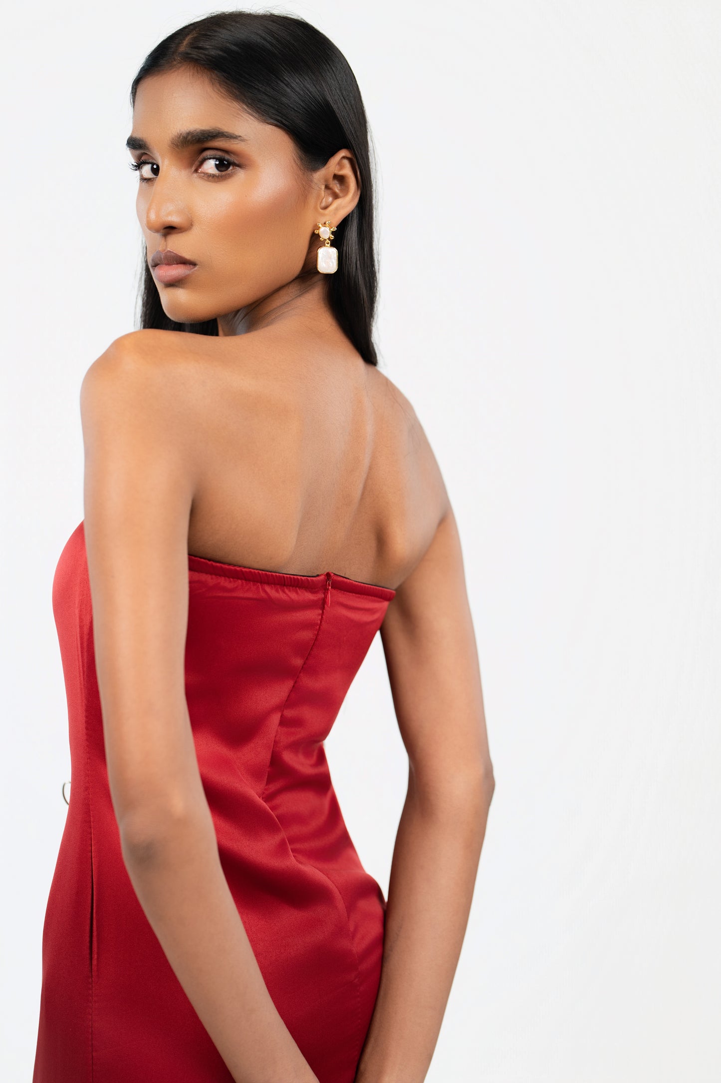 Strapless Satin Maxi
