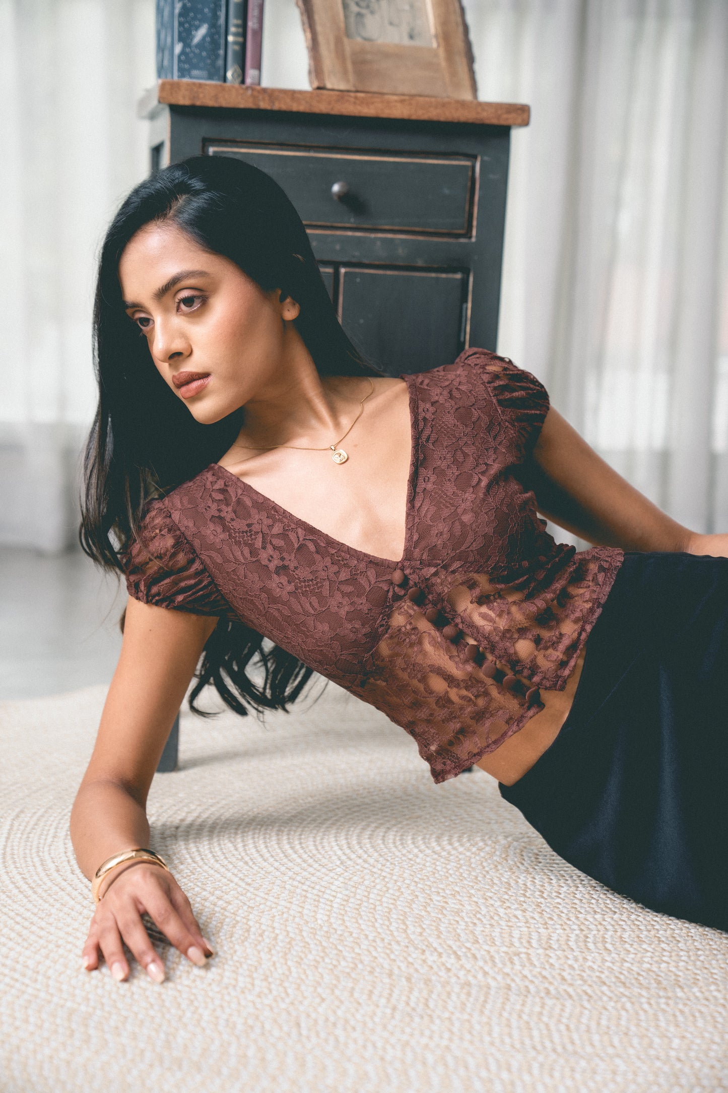 V-Neck Buttoned Top