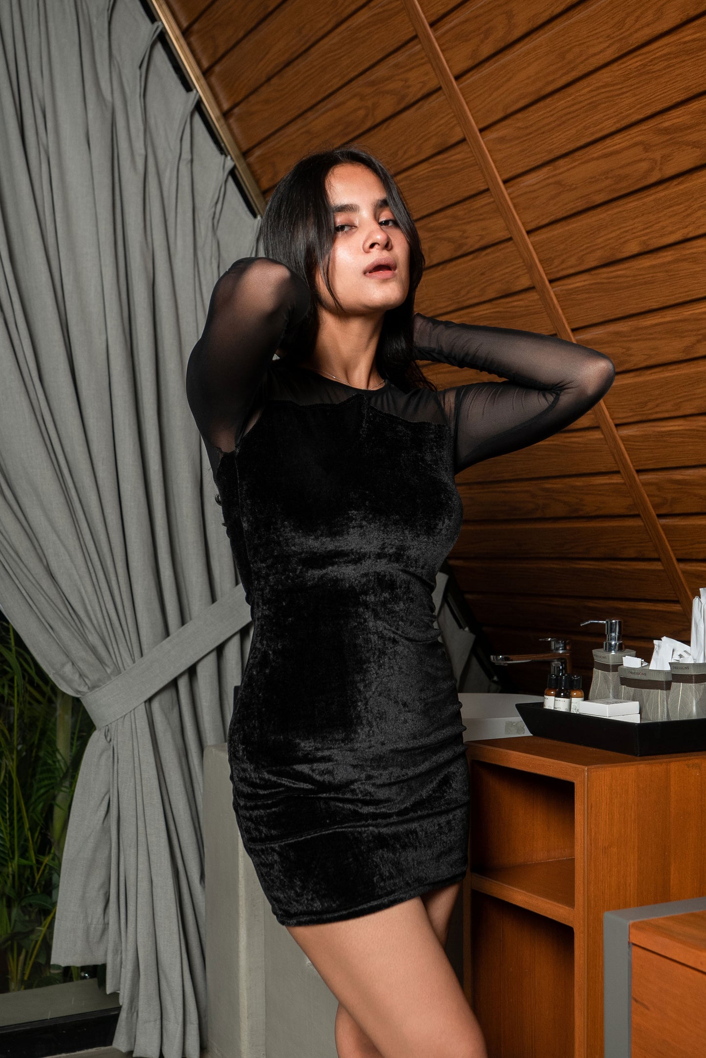 Black Sheath Net Dress