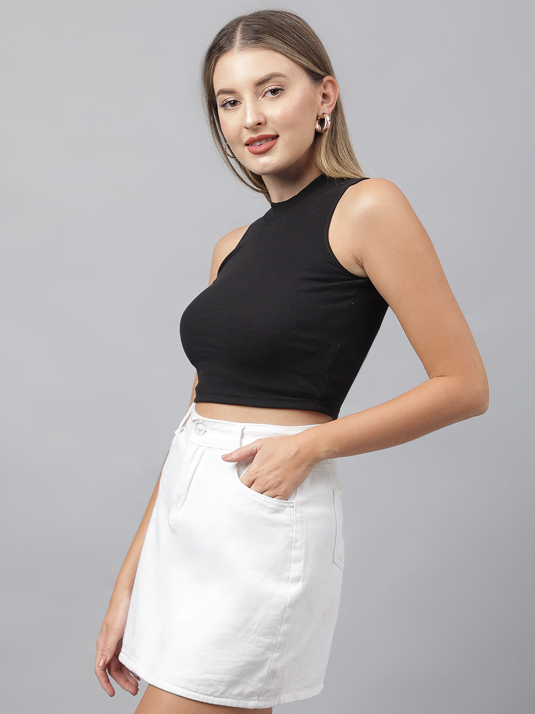 Black High Neck Vest