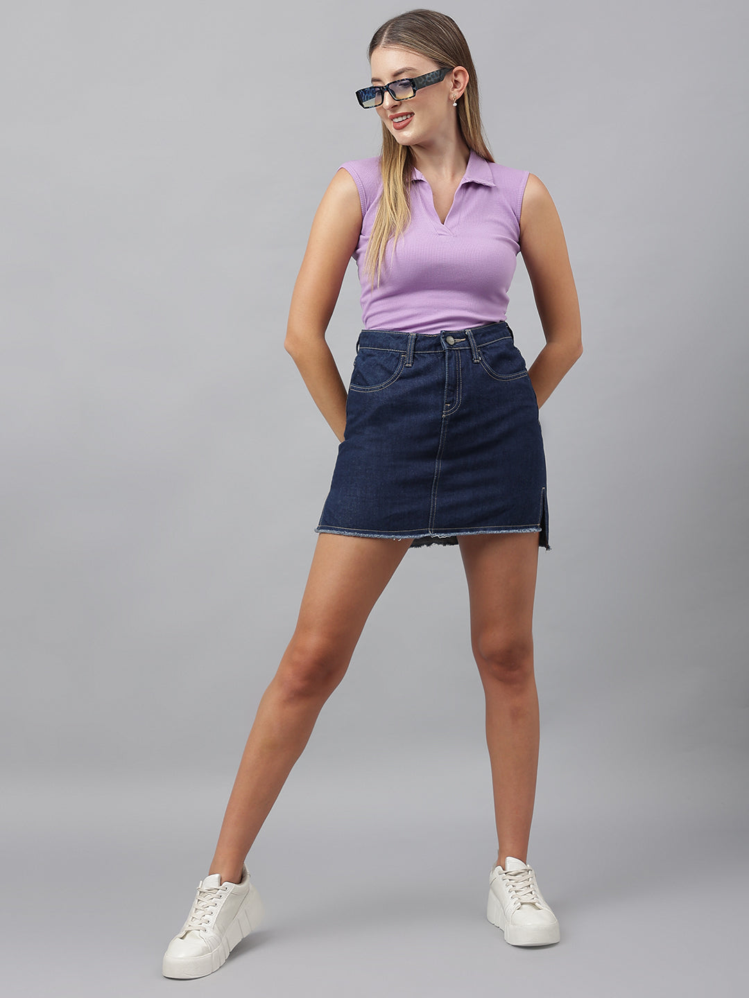 Lavender Collared Top