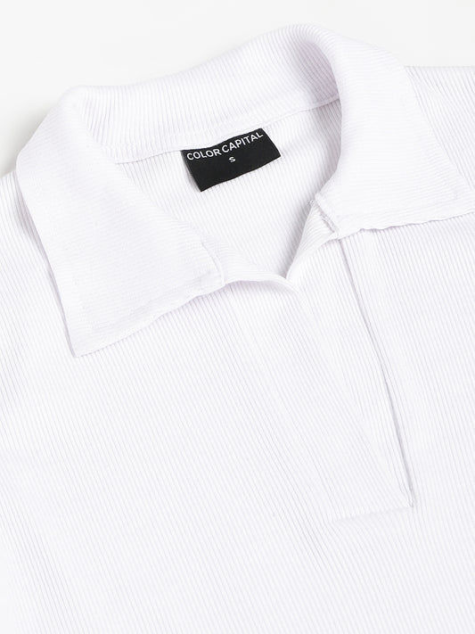 White Collared Top