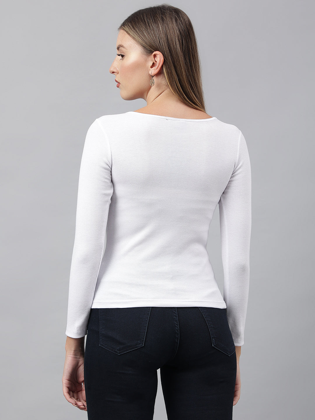 White Wide Square Neck Top
