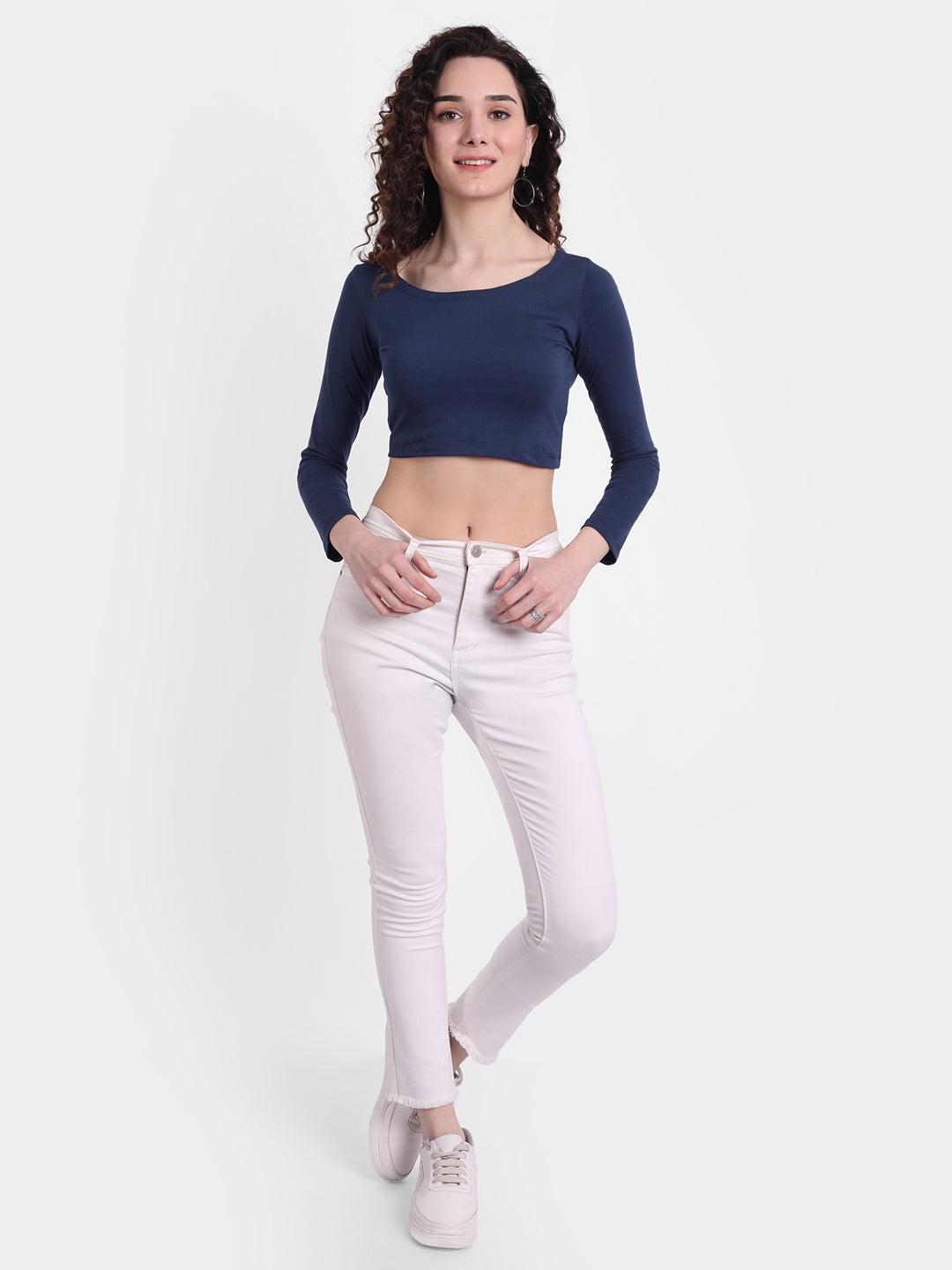 Navy Scoop Top
