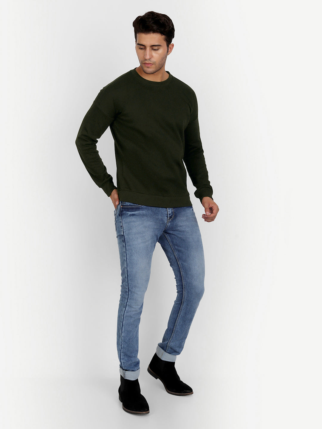 Olive Drop Shoulder Sweatshirt