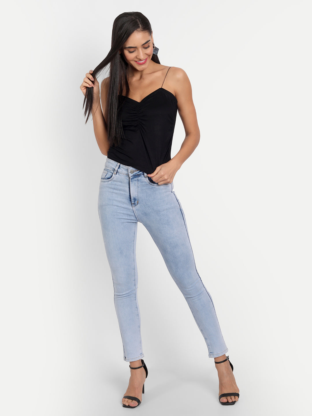 Black Ruched Vest Top