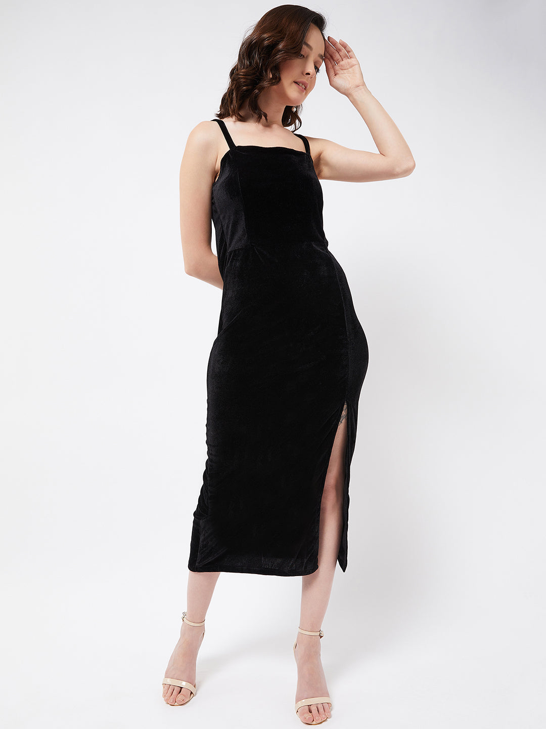 Black Bodycon Velvet Dress