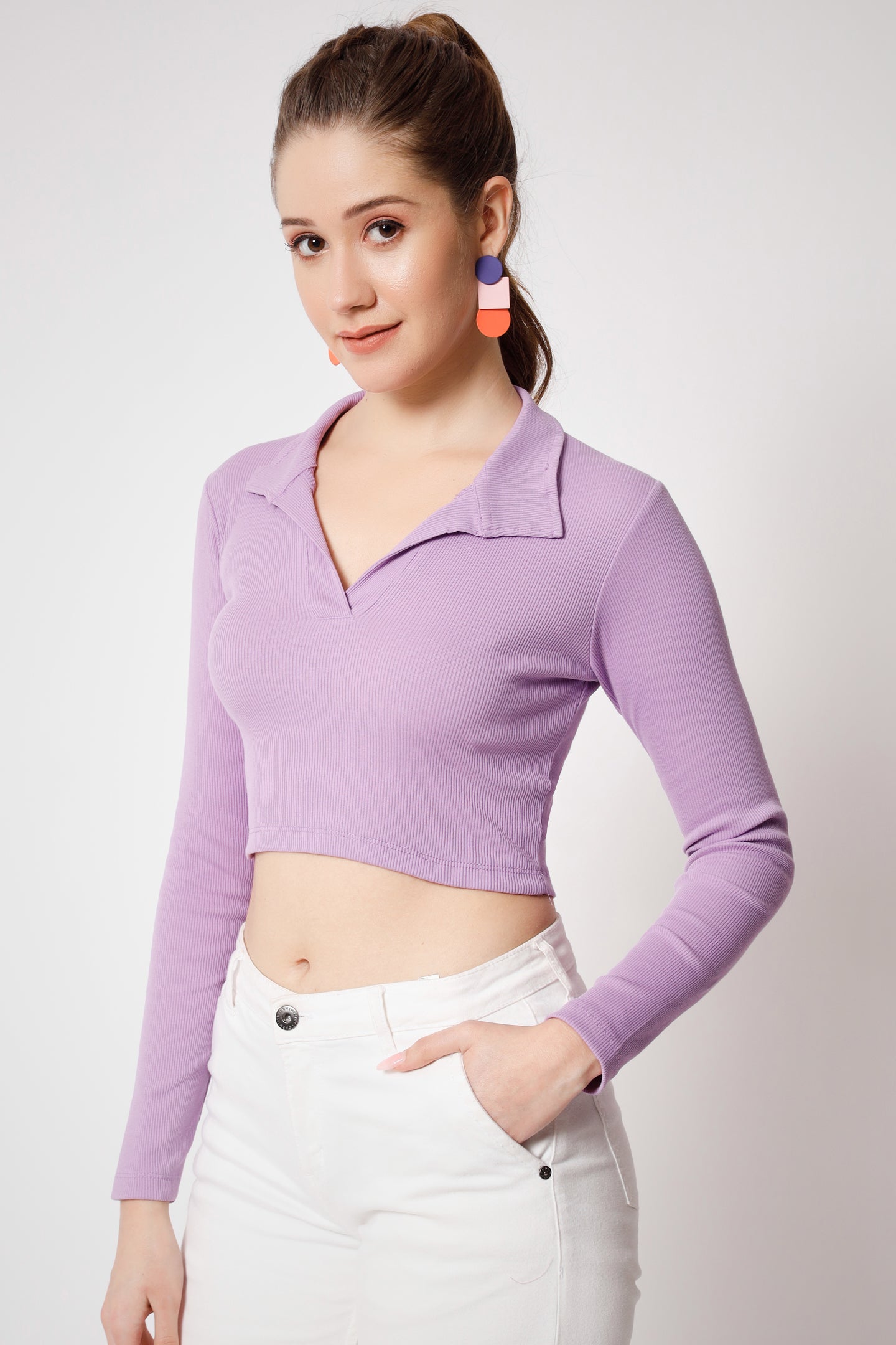 Lavender Collared Top