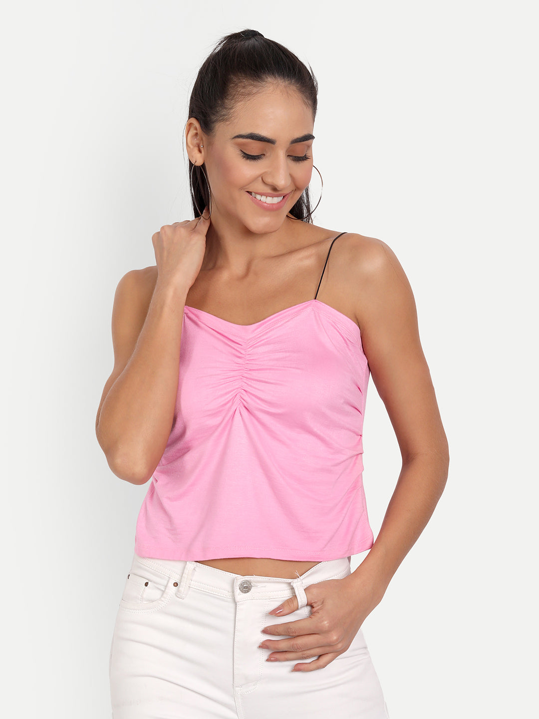 Pink Ruched Vest Top