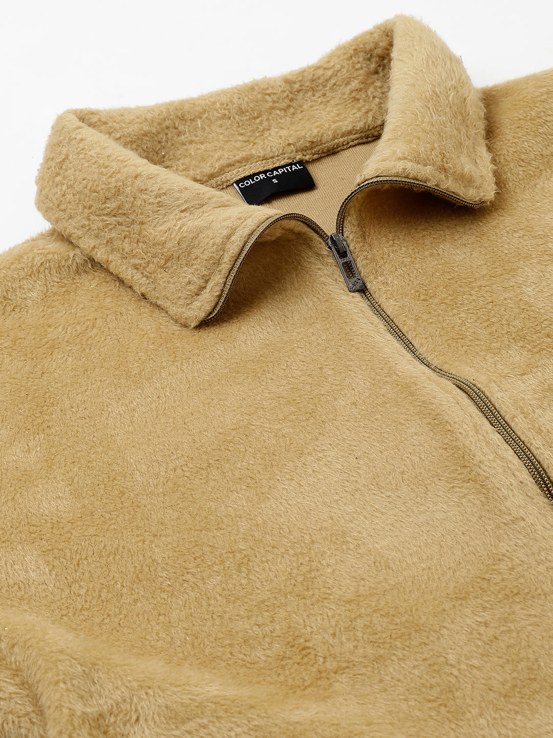 Camel Oversized Fur Zipper