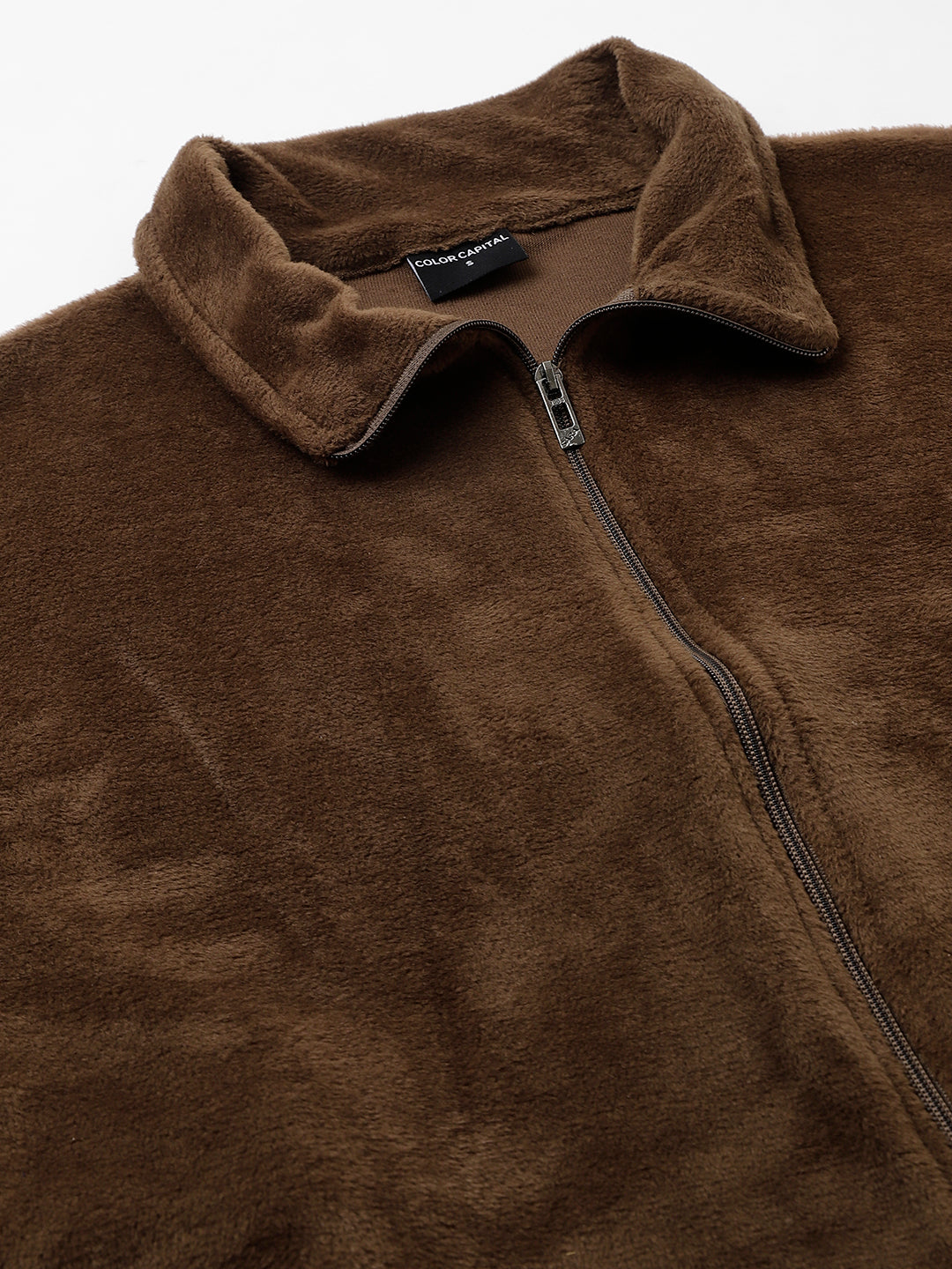 Coffee Oversized Fur Zipper