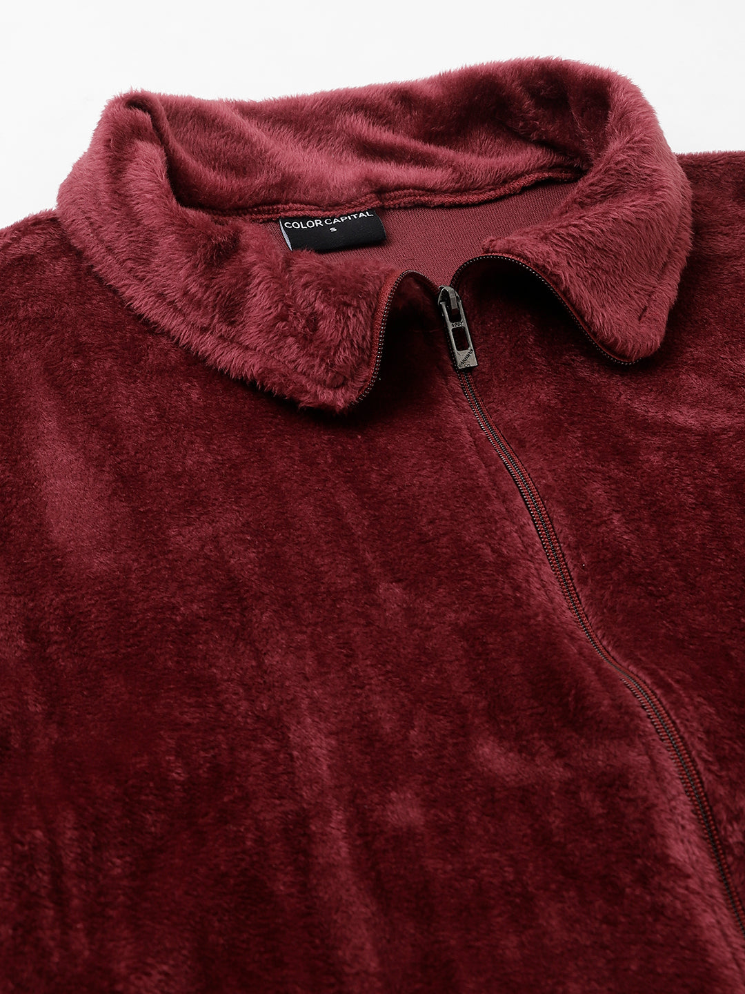 Wine Oversized Fur Zipper