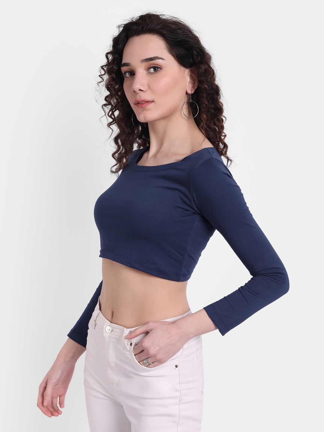 Navy Scoop Top