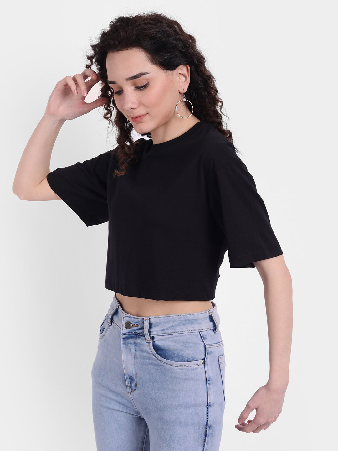 Black Oversized Cropped T-shirt