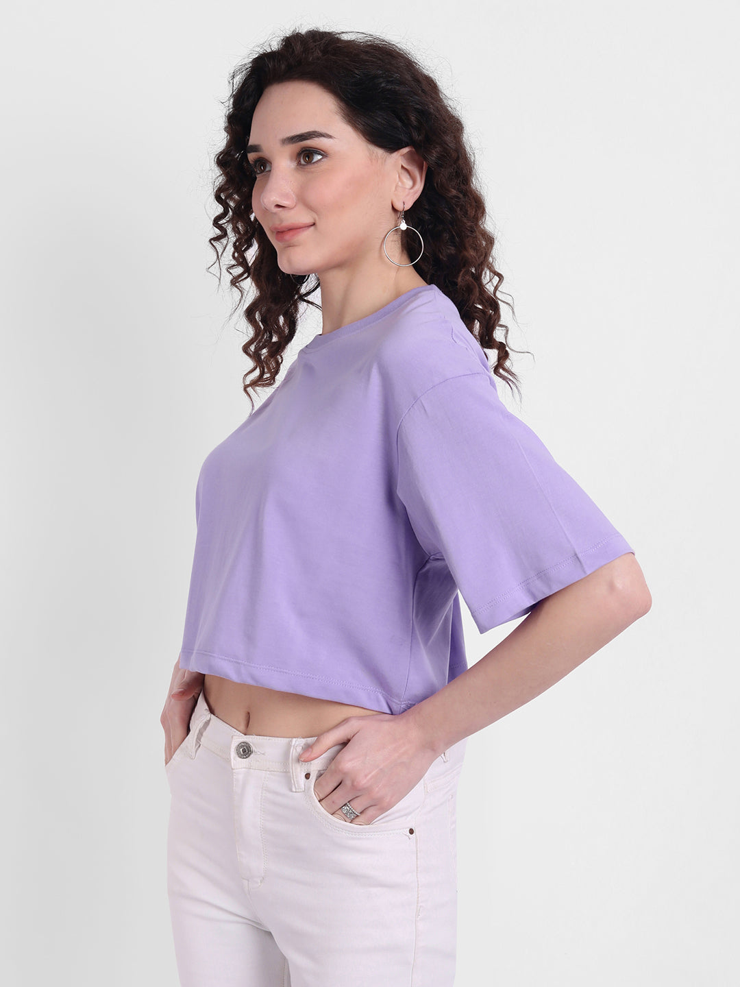 Lavender Oversized Cropped T-shirt