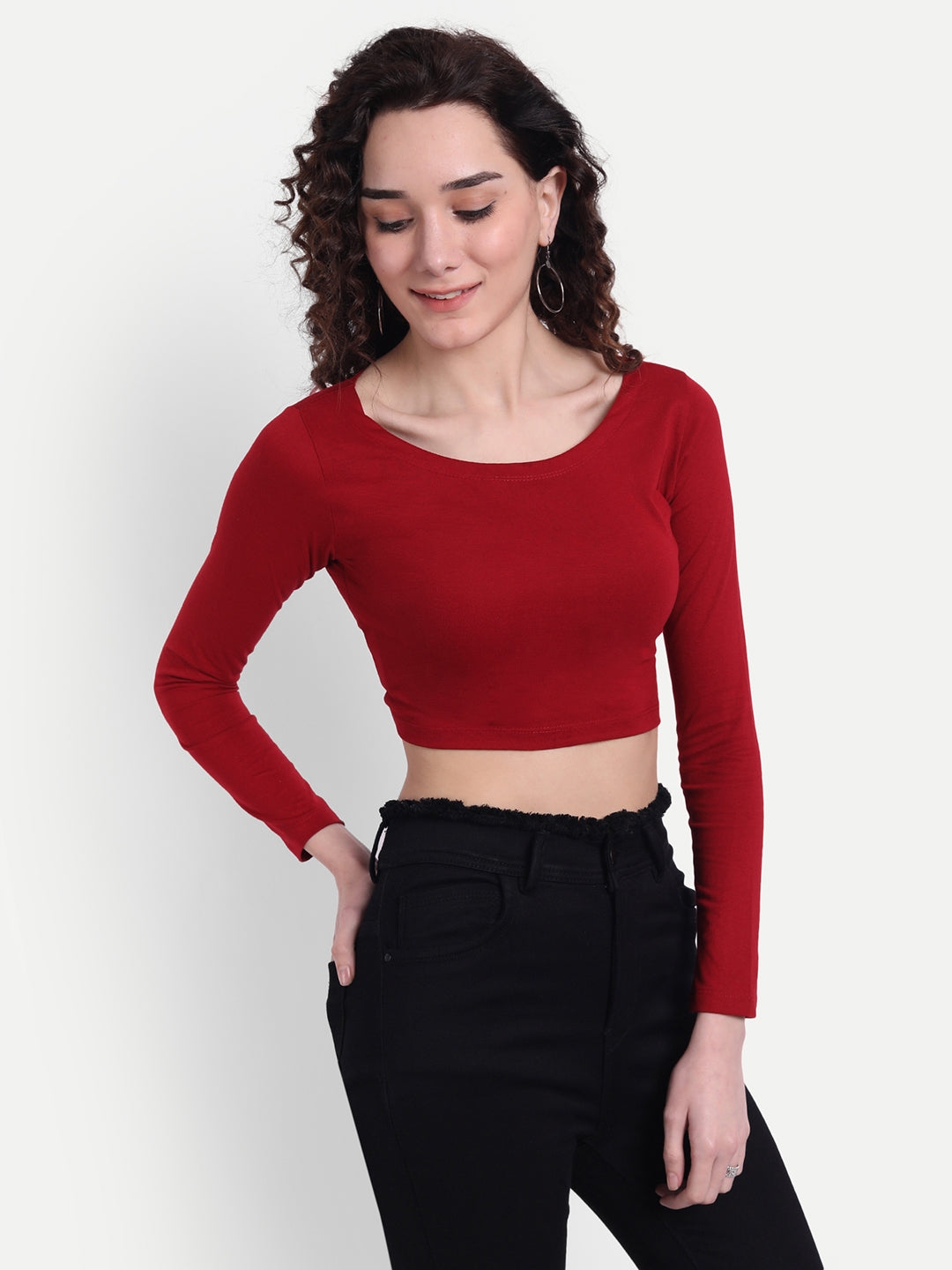 Maroon Scoop Top