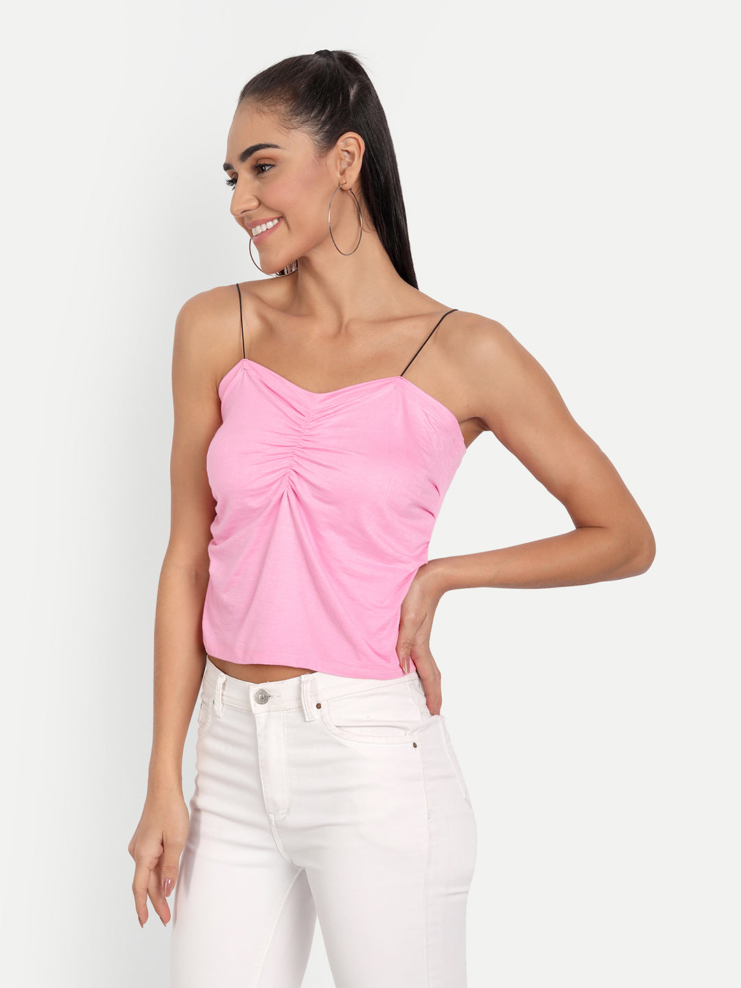 Pink Ruched Vest Top