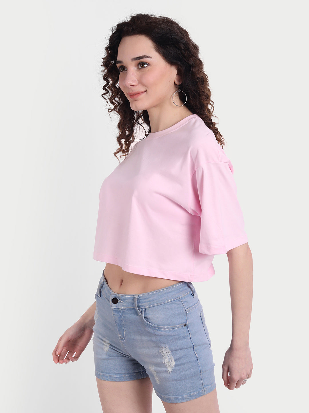 Pink Oversized Cropped T-shirt