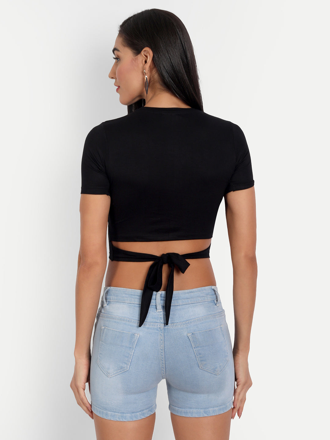 Black Back Styled Crop Top