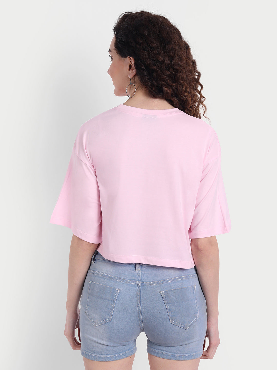 Pink Oversized Cropped T-shirt