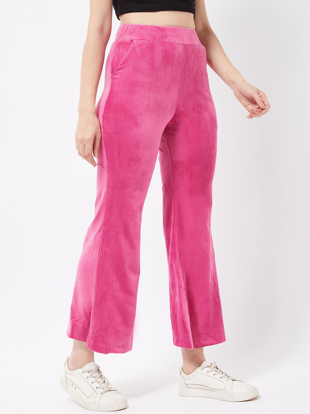 Fuschia Velvet Flare Lounge Pants