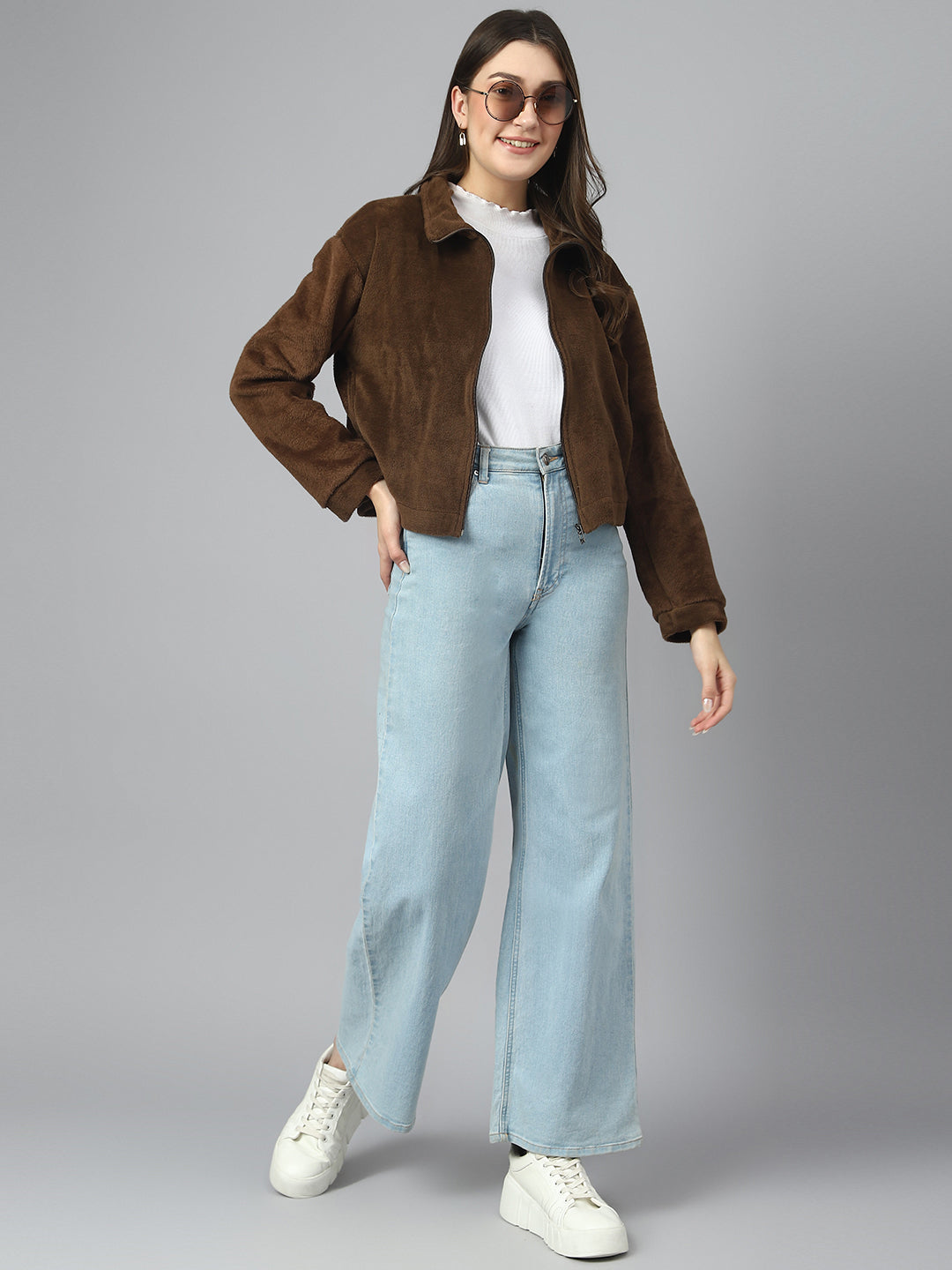 Coffee Oversized Fur Zipper